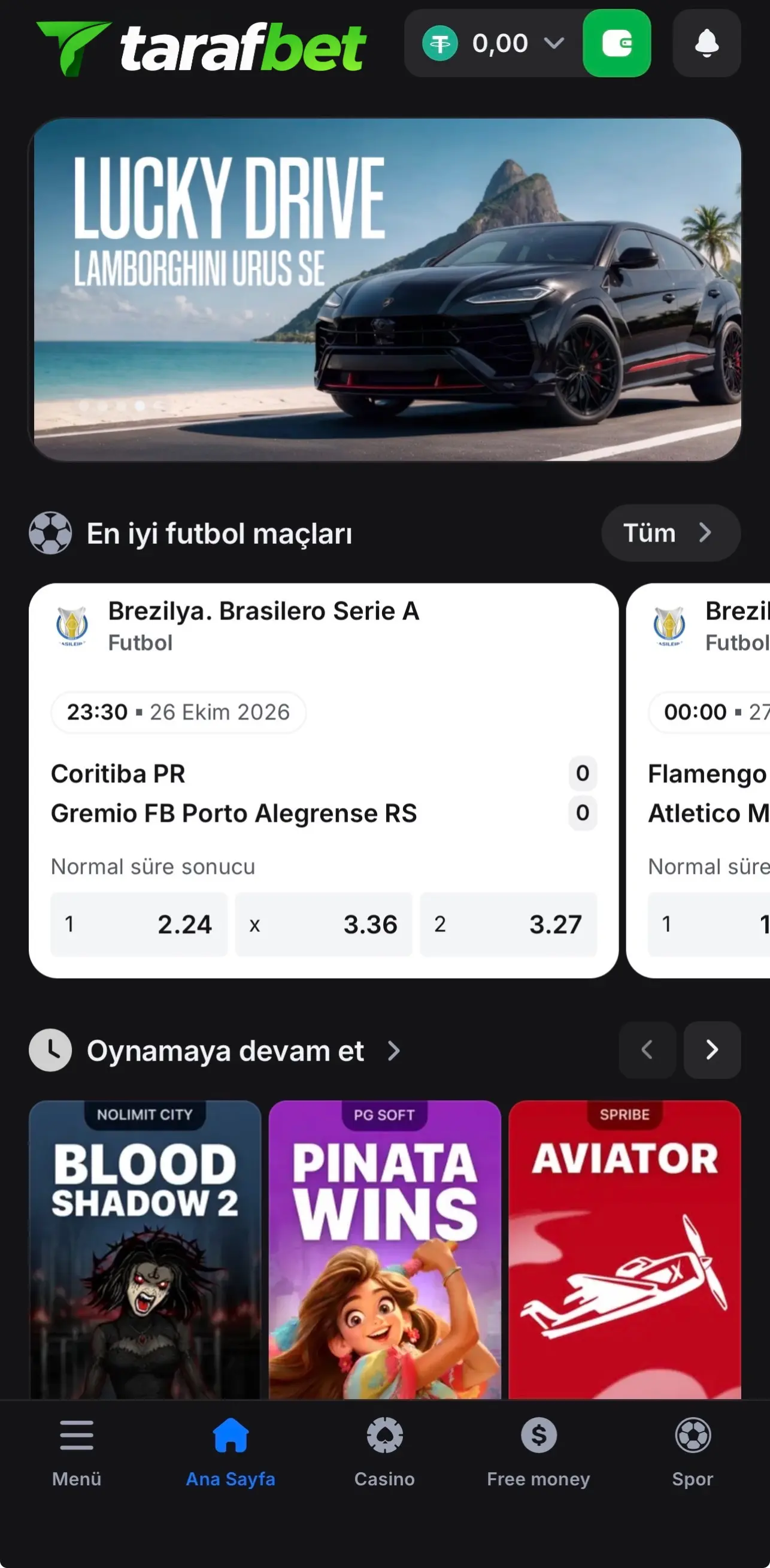Tarafbet mobil ana sayfa giriş, spor bahisleri ve casino arayüzü